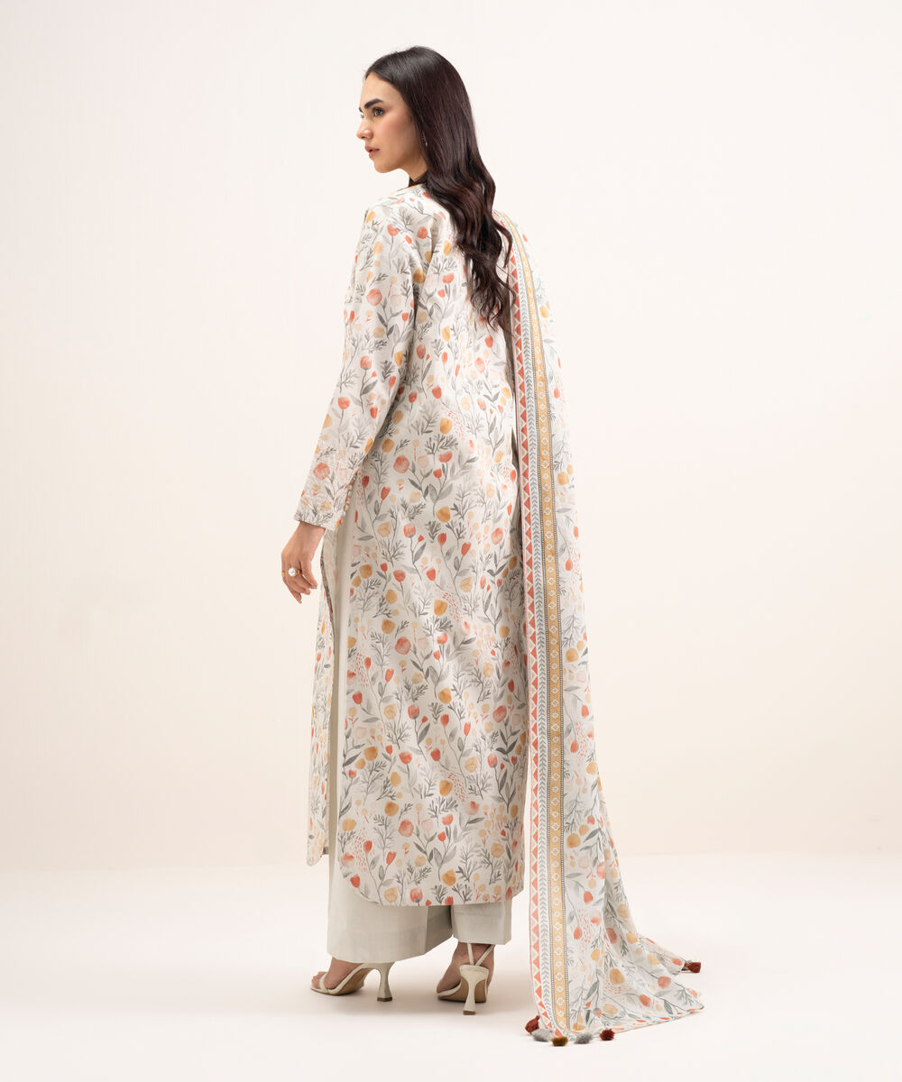 Women's Unstitched Lawn Embroidered Multi 3 Piece Suit