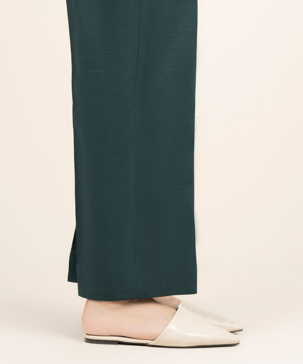 Women's Khaddar Printed Green Unstitched Trousers Fabric