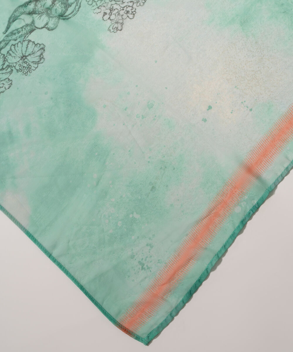 Women's RTW Blended chiffon Printed Green Dupatta
