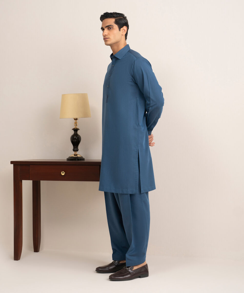 Men'S Stitched Olive Luxury Wash And  Wear Suit