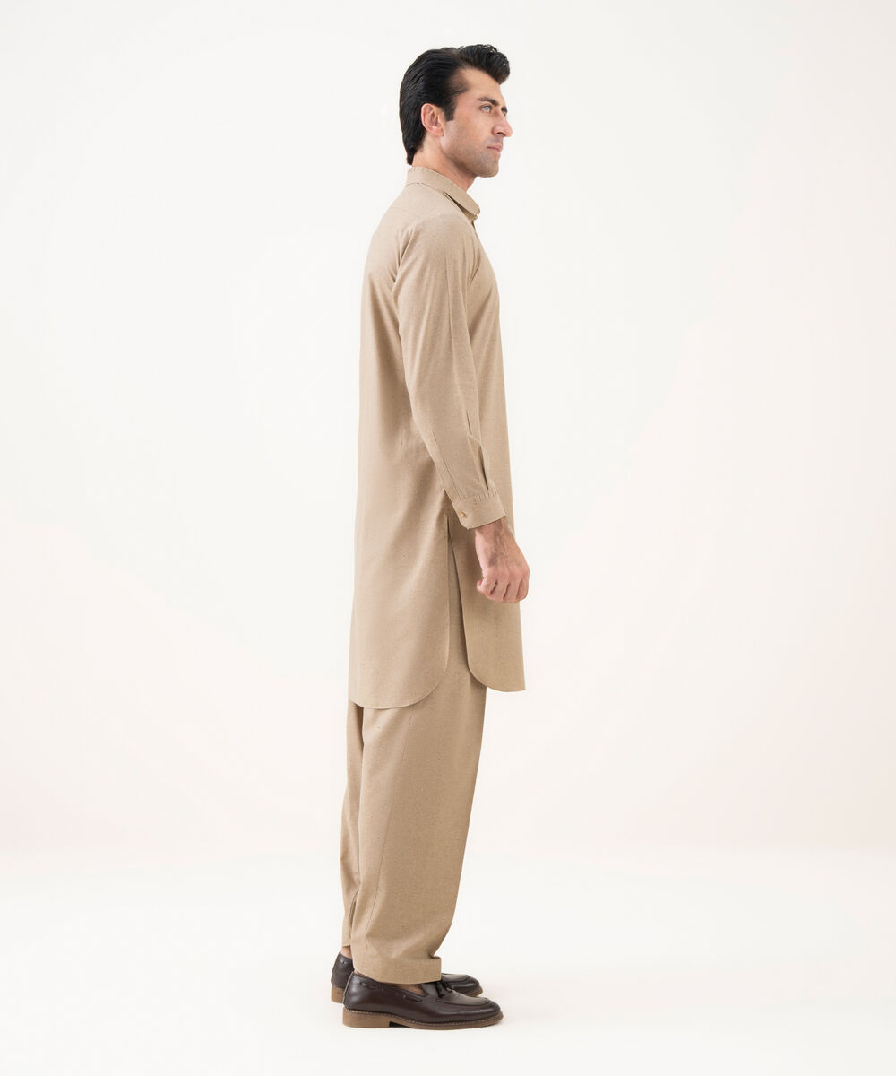 Men's Viscose Plain Beige Kameez Shalwar