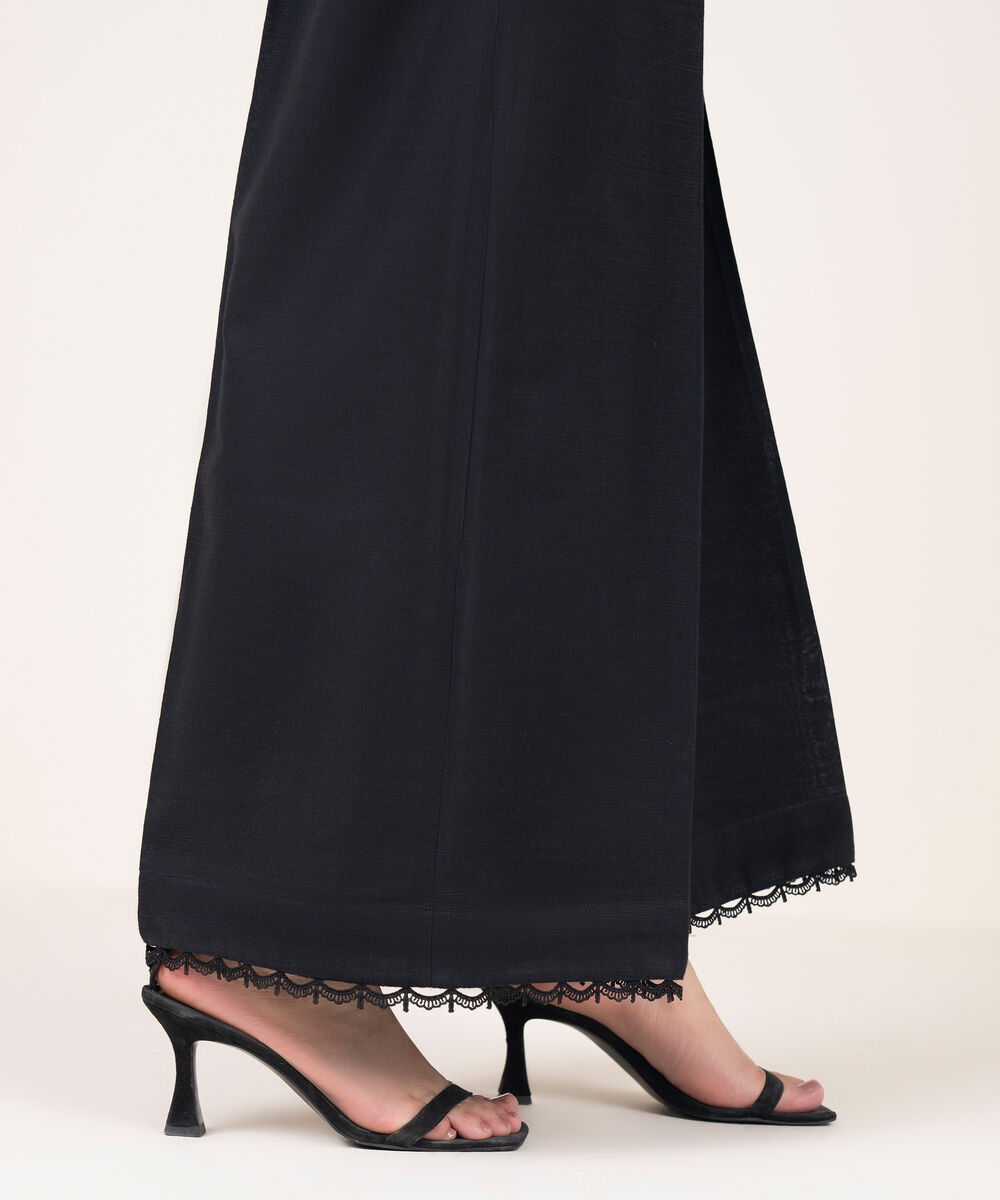 Women's RTW Cotton Solid Black Culottes
