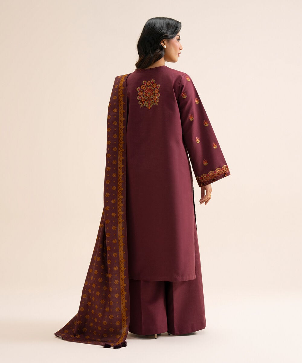 Women's Unstitched Light Khaddar Embroidered Multi 3 Piece Suit
