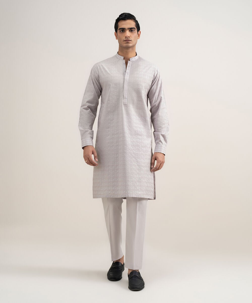 Men's Stitched Cotton Grey Suit
