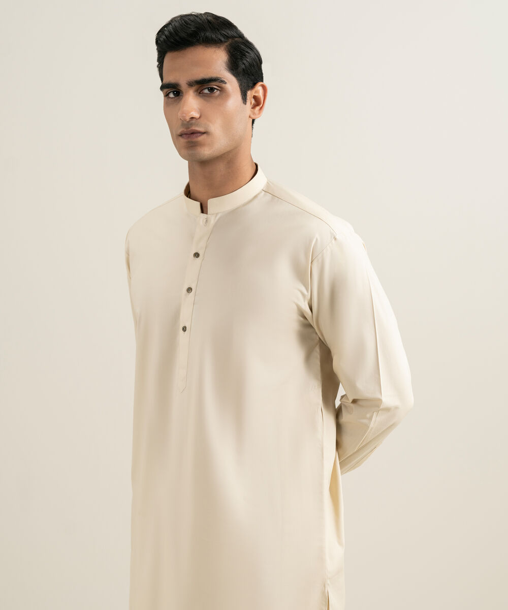 Men's Stitched Beige Kurta Shalwar