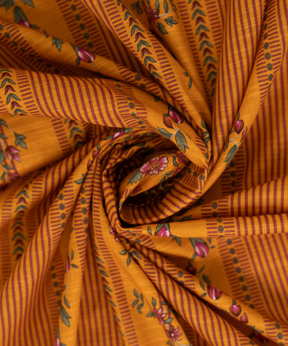Khaddar Printed Orange Dupatta