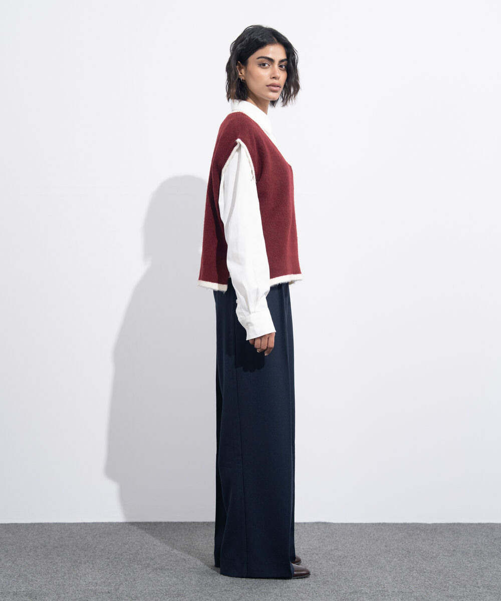 Women's Western Wear Blue Tailored Straight Fit Trousers