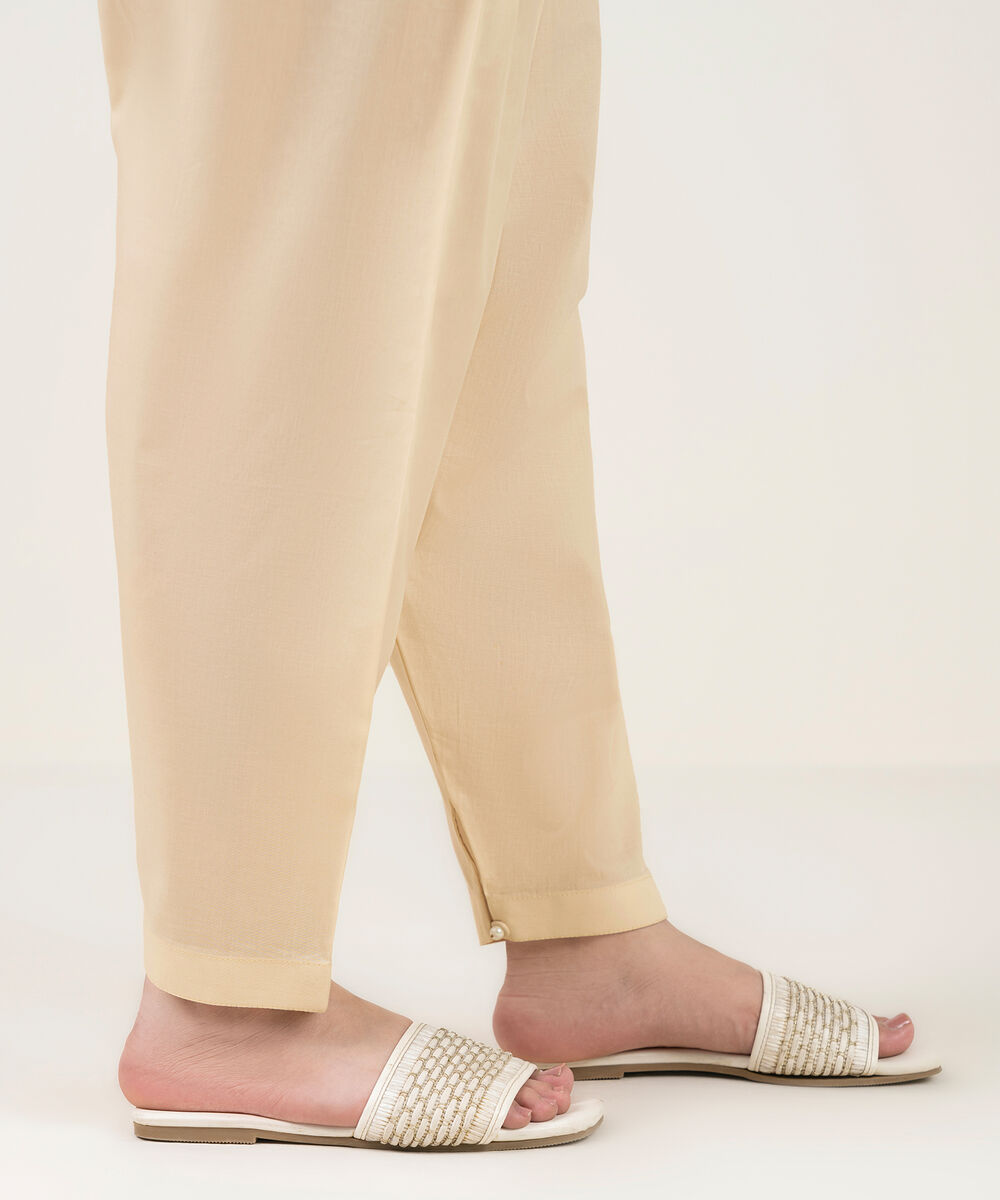 Women's RTW Cotton Viscose Solid Pink Shalwar