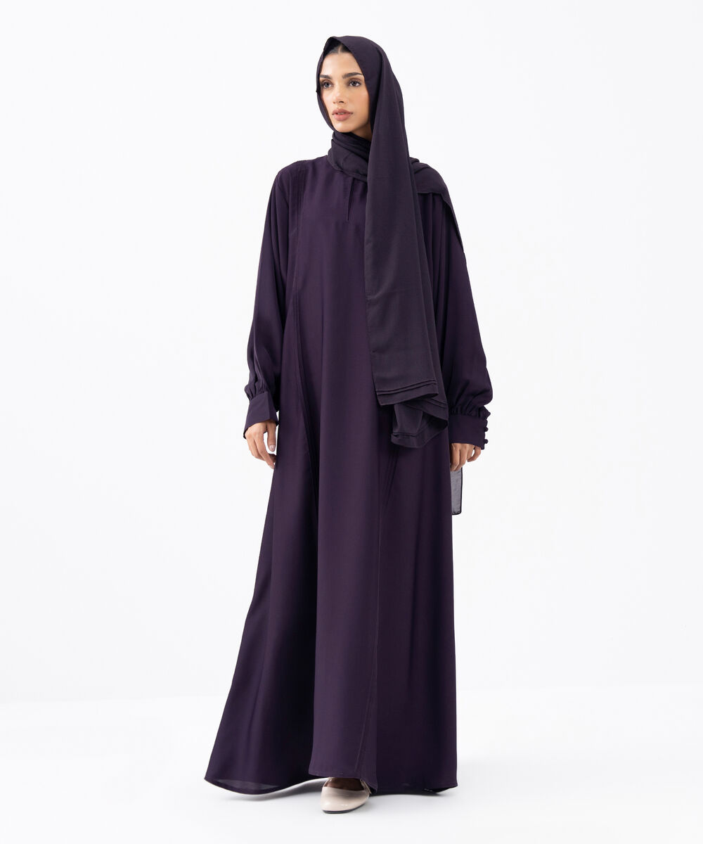 Women's Purple Polyester Abaya Set