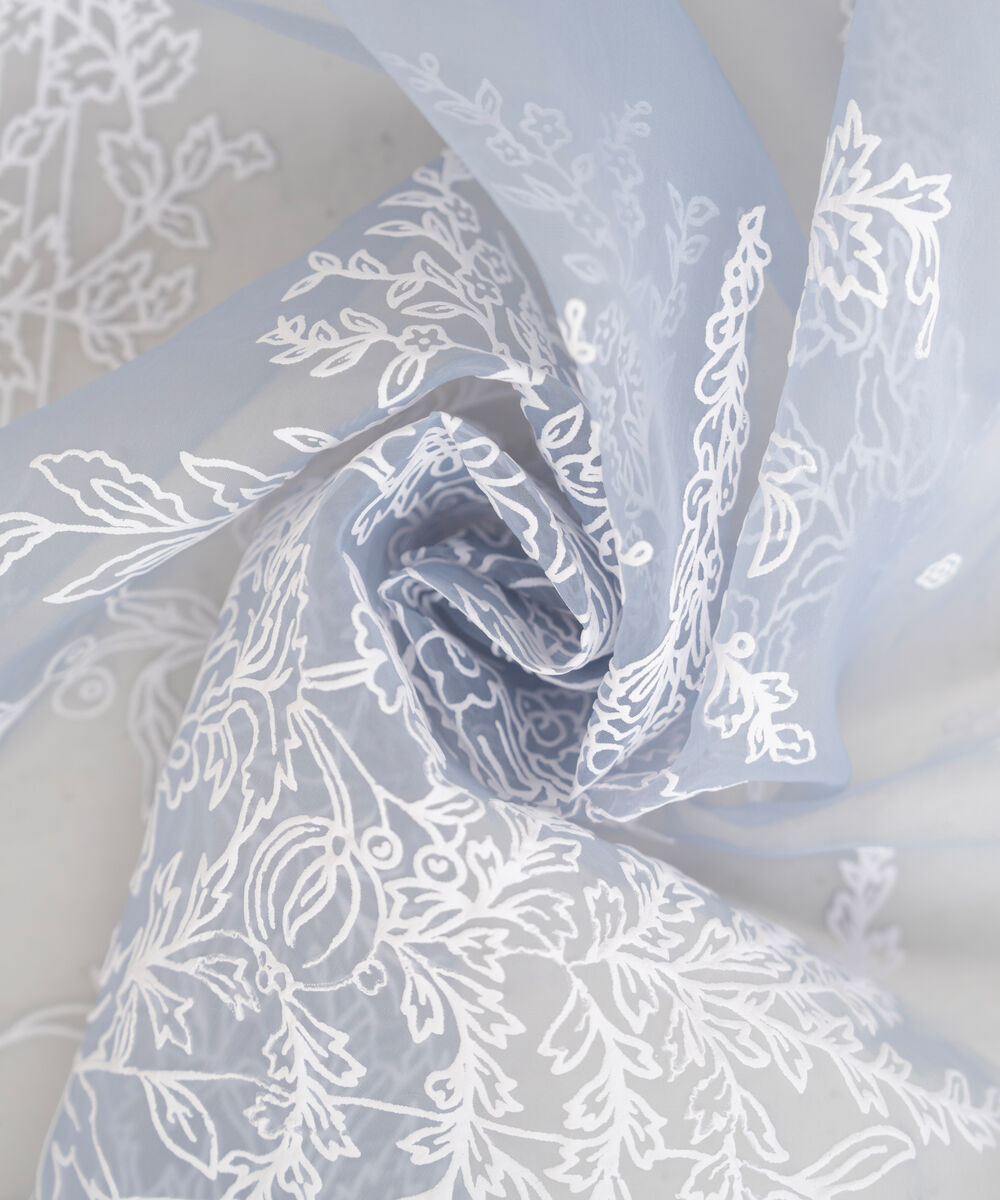 Blended Organza Printed Blue Dupatta