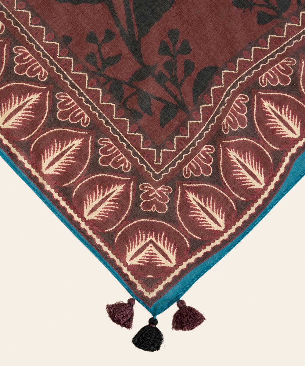 Women's Unstitched Premium Khaddar Maroon & Black Dupatta