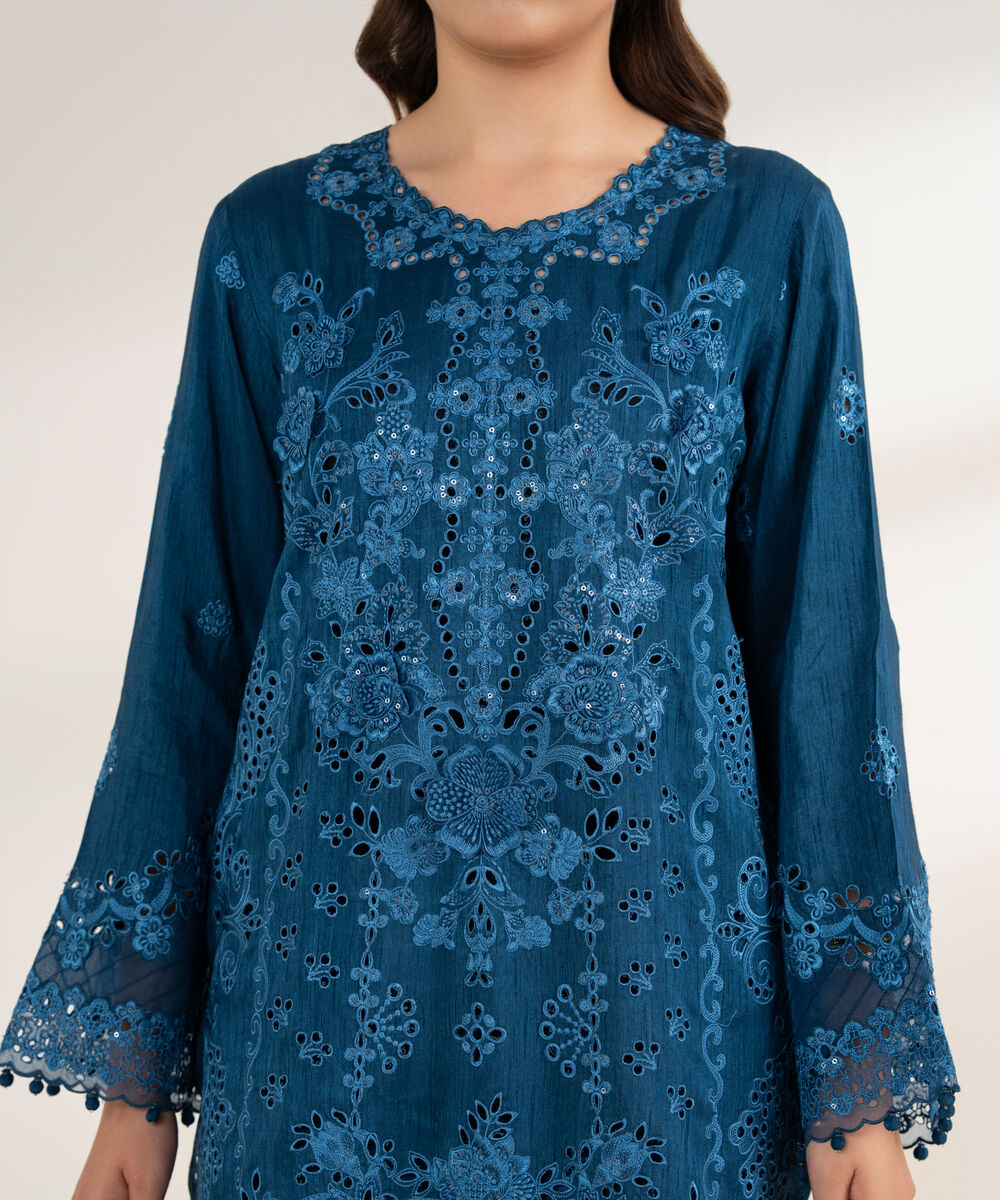 Women's Unstitched Viscose Raw Silk 3 Piece Suit