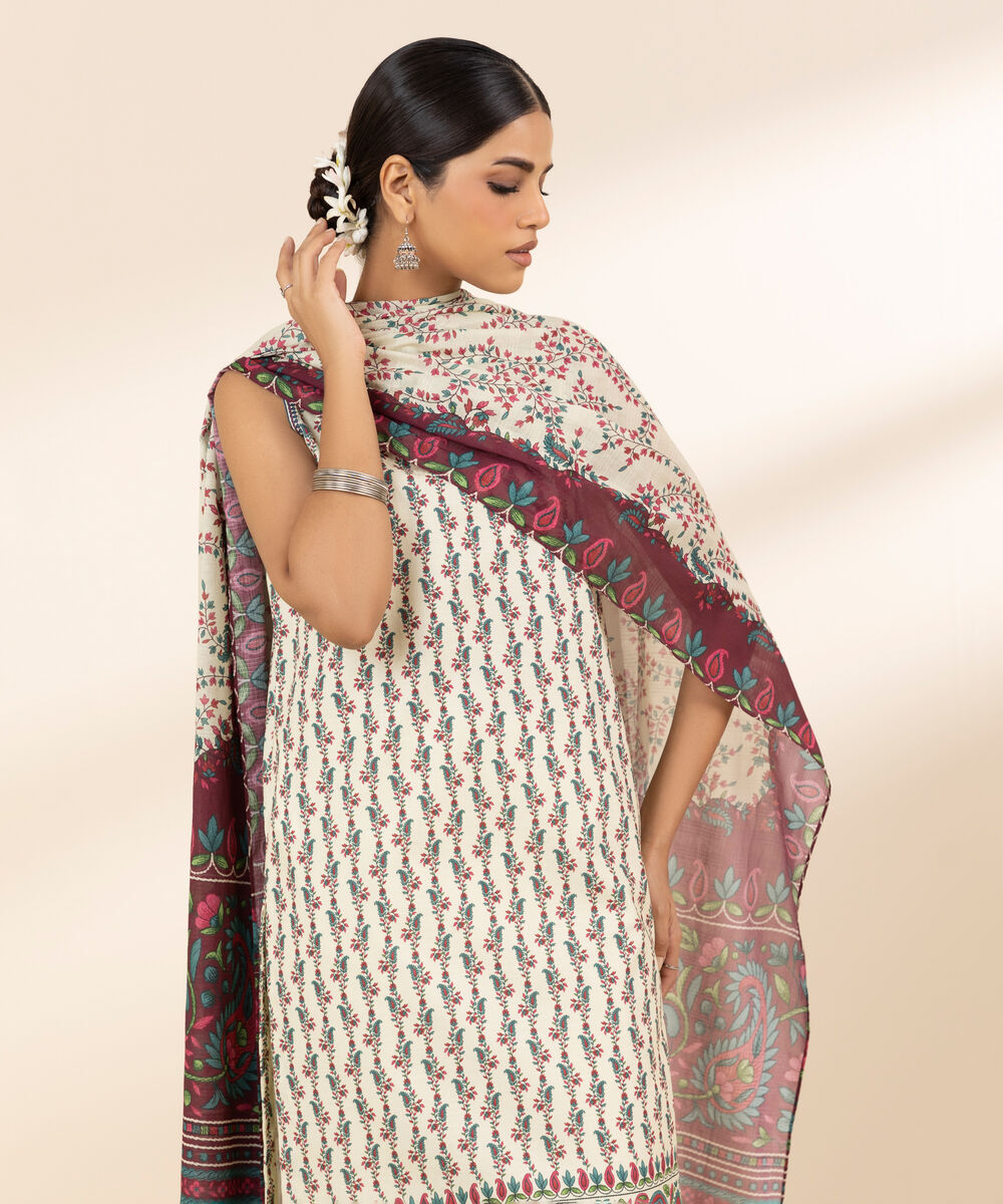 Women's Unstitched Lawn Printed Multi 3 Piece Suit