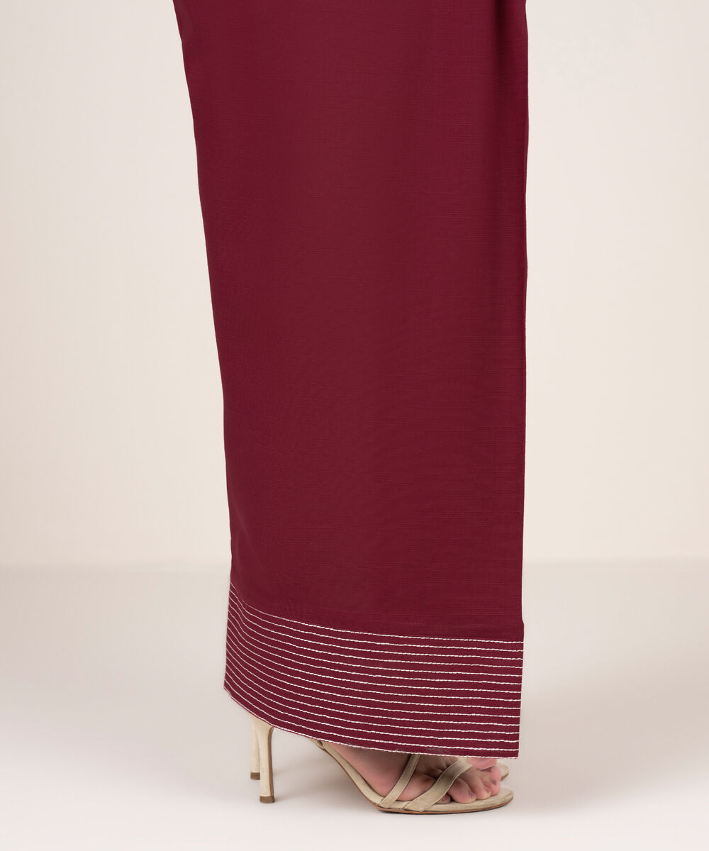 Women's RTW Khaddar Embroidered Maroon Shalwar