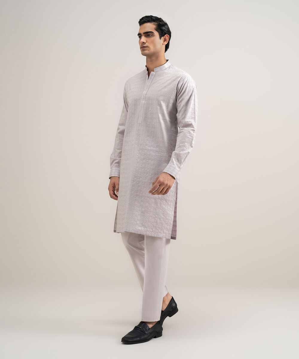 Men's Stitched Cotton Grey Suit