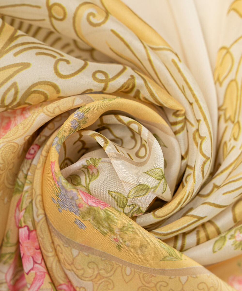 Blended Silk Printed Yellow Dupatta