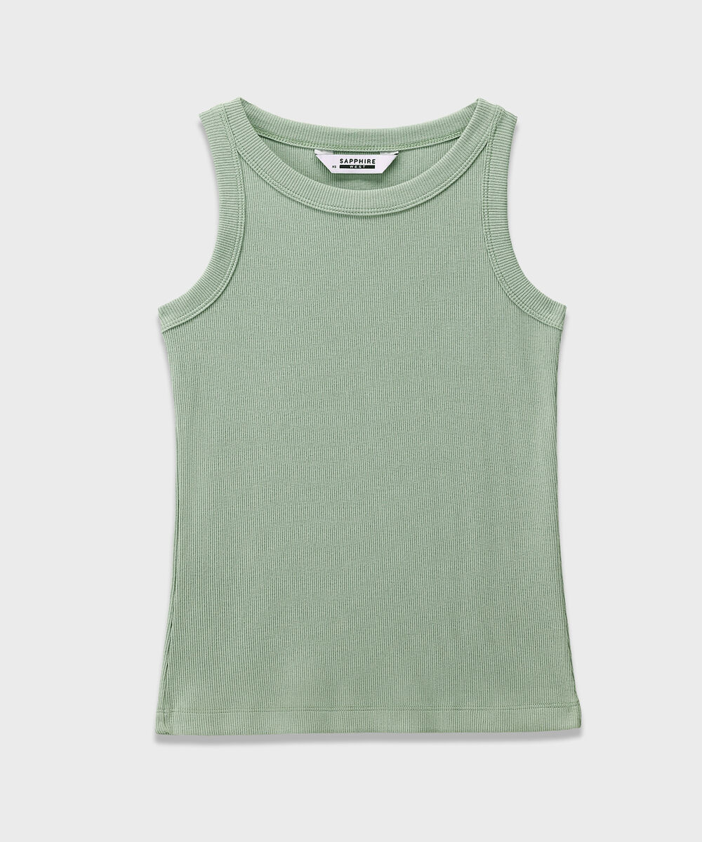 Women's Western Wear Green Ribbed Vest