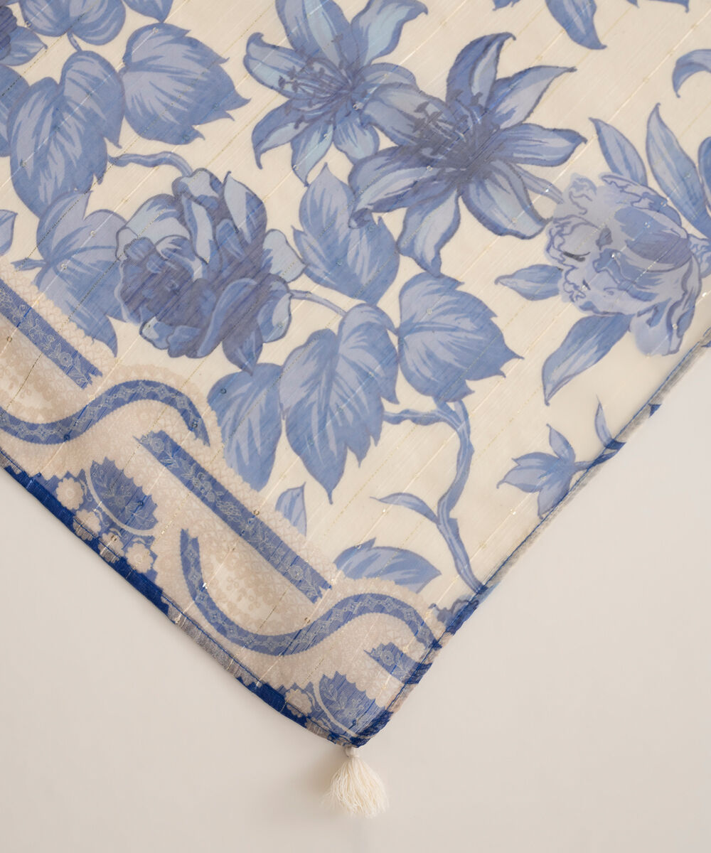 Women's RTW Manaar Blue Printed  Dupatta