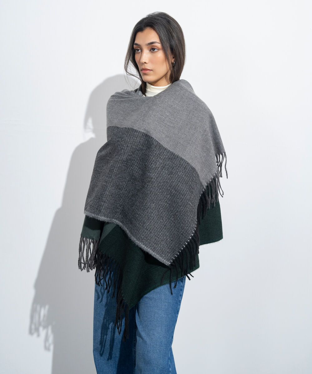 Women's Western Wear Green Striped Woollen Scarf