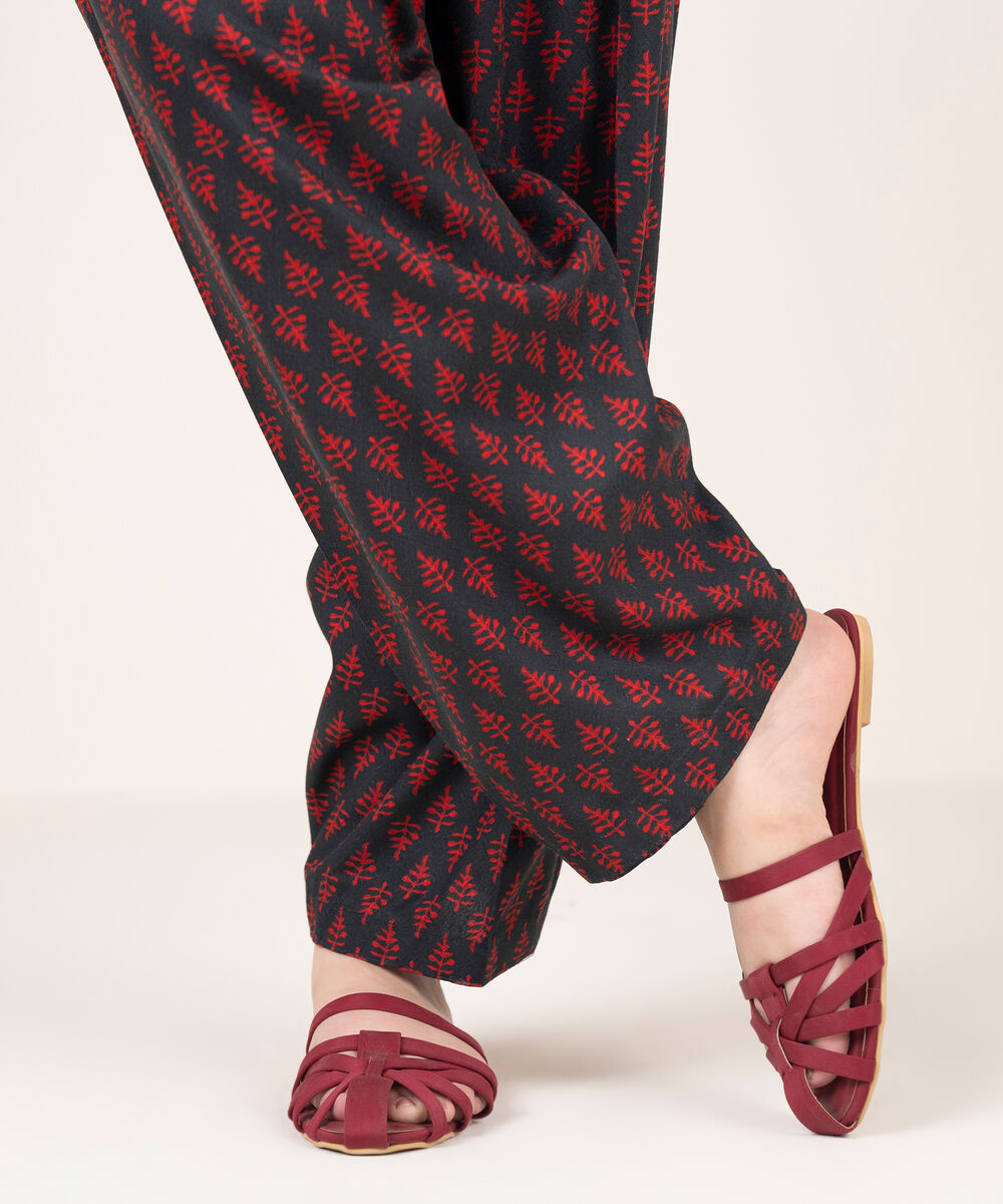 Women's RTW Dobby Printed Black Shalwar