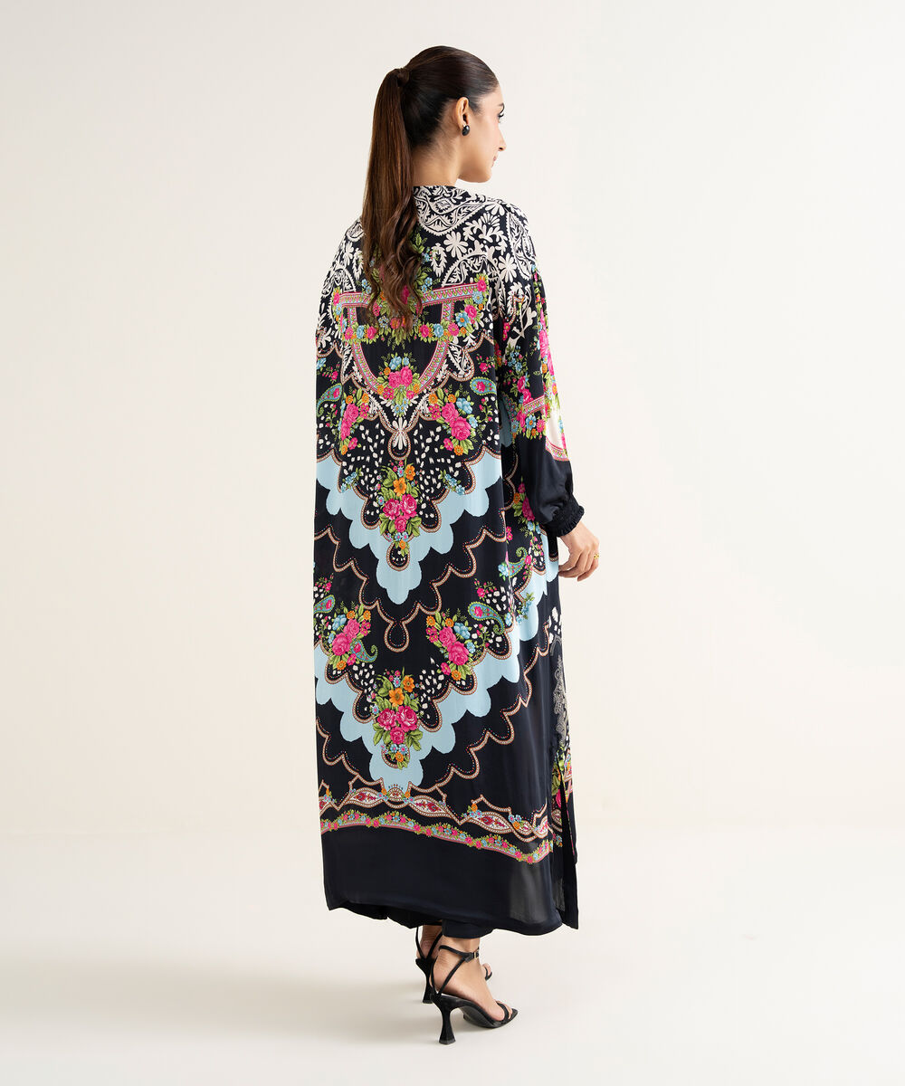 Women's RTW Bemberg Chamoz Printed Black 2 Piece Suit