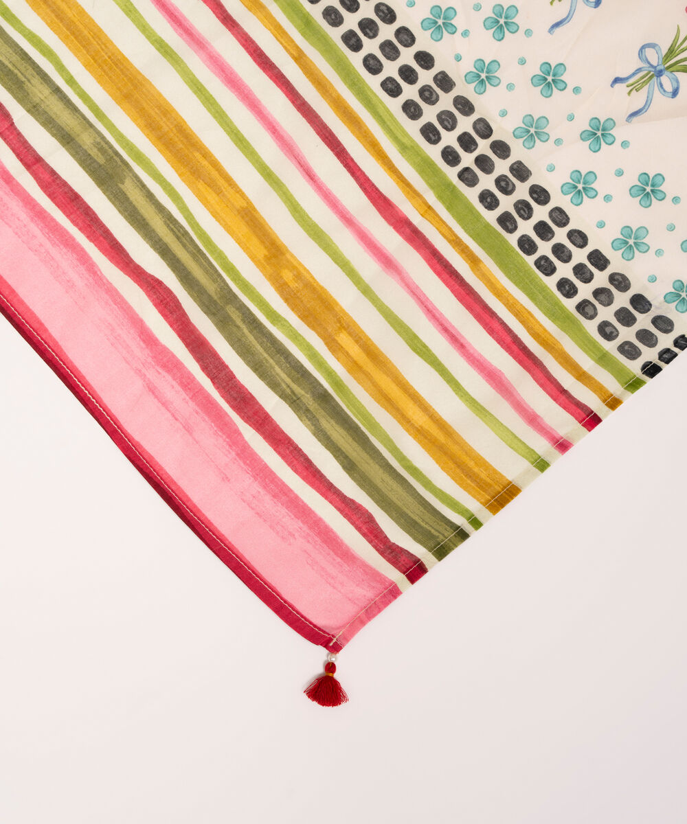 Lawn Printed Off White Dupatta