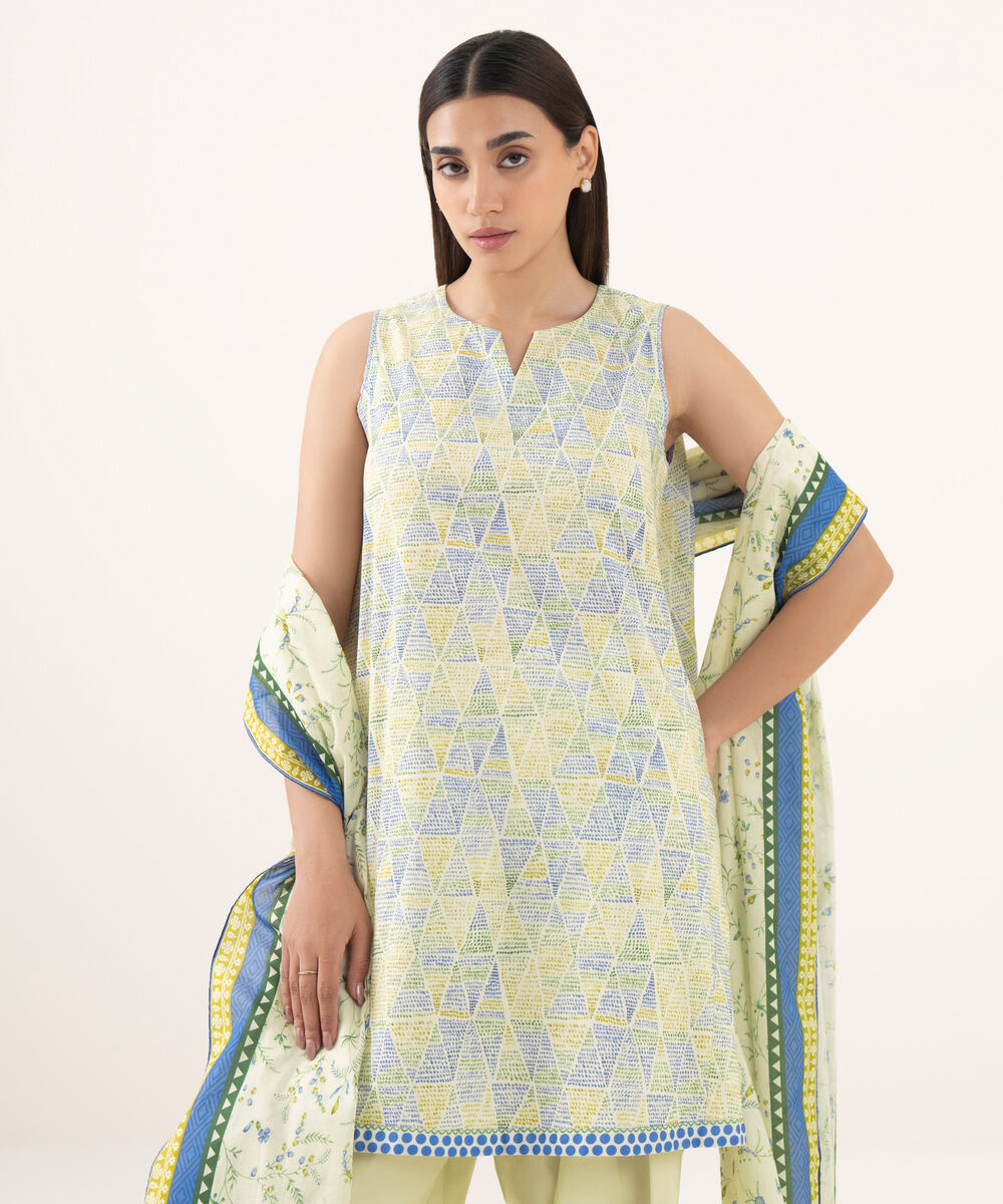 Women's Unstitched Lawn Printed Multi 3 Piece Suit