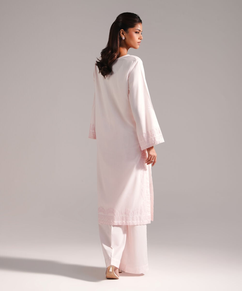Women's RTW Lawn Printed Pink Straight Shirt