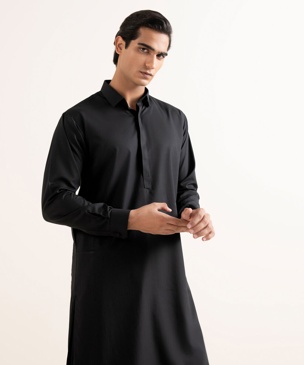 Men's Stitched Premium Wash & Wear Black Suit