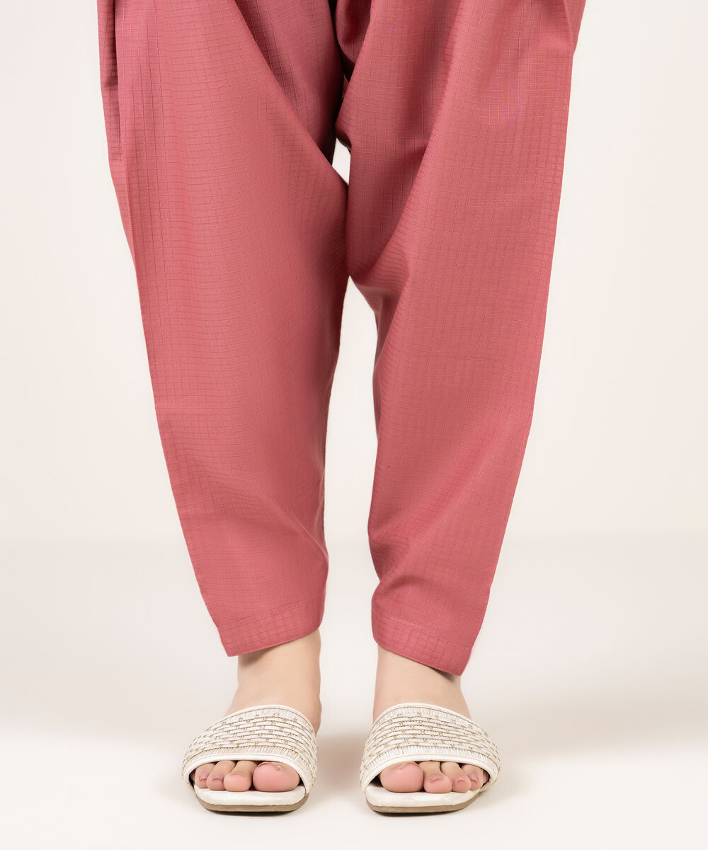 Women's RTW Dobby Solid Pink Shalwar