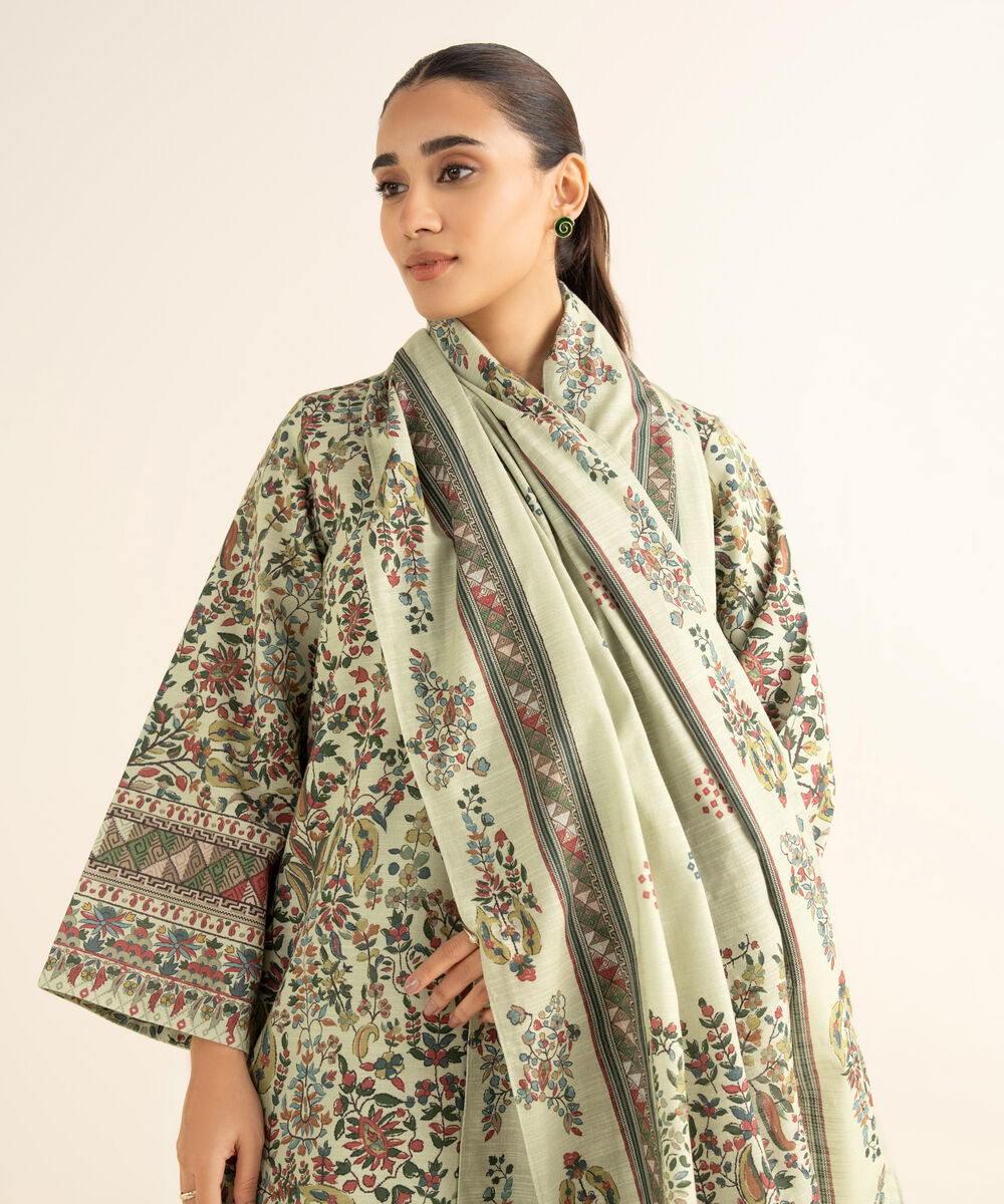 Women's Unstitched Cotton Printed Multi 3 Piece Suit