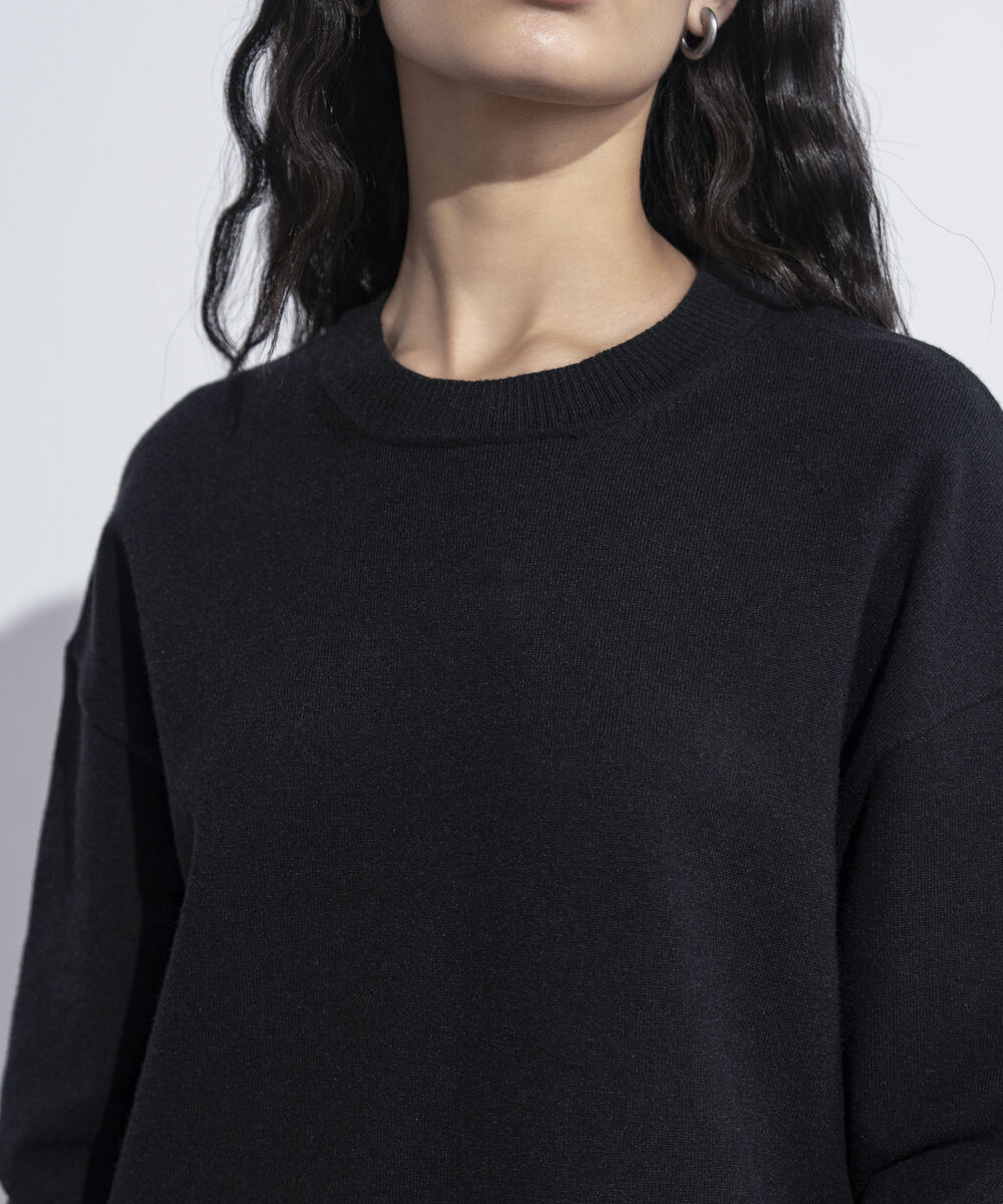 Women's Western Wear Black Sweater Knit Long Top