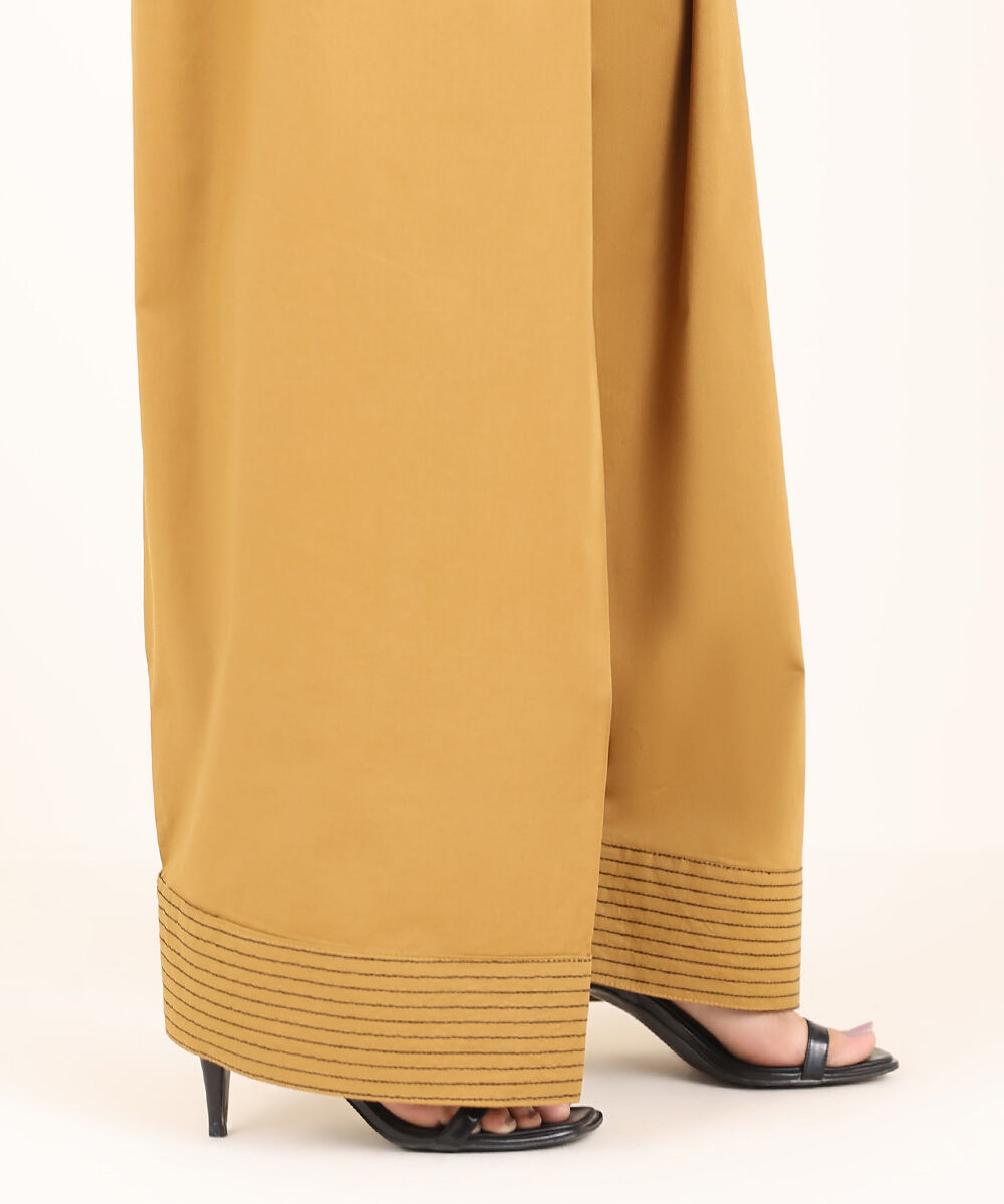 Women's RTW Cambric Brown Solid Farshi Shalwar