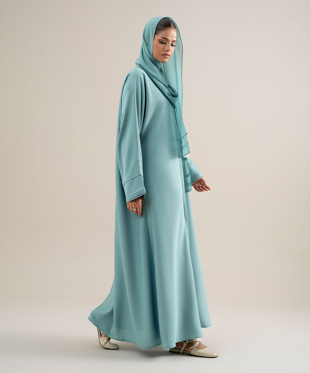 Women's Polyester Blue Kimono Abaya Set