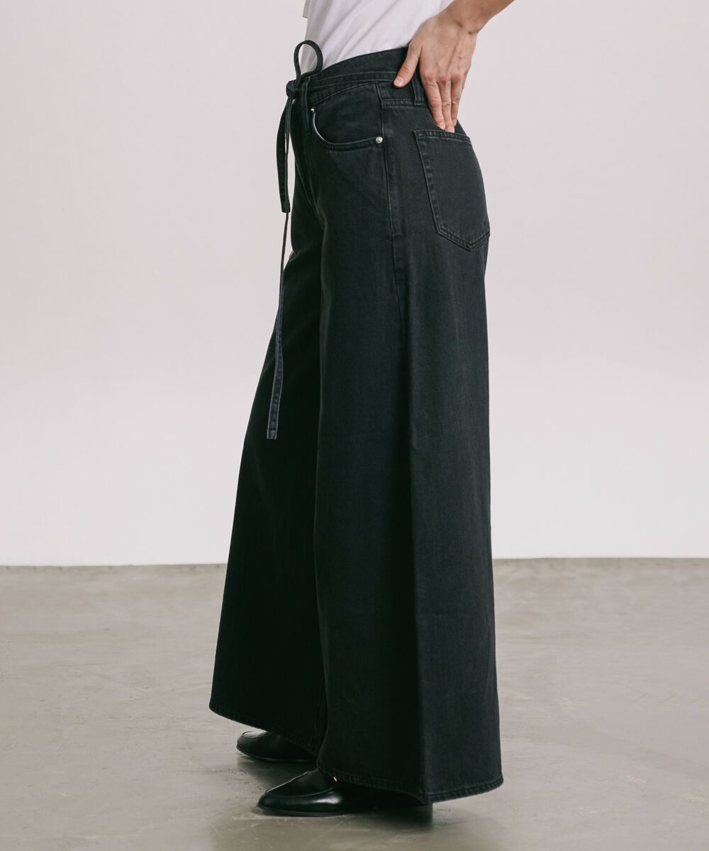 Women's Western Wear Grey Super Wide Leg Jeans