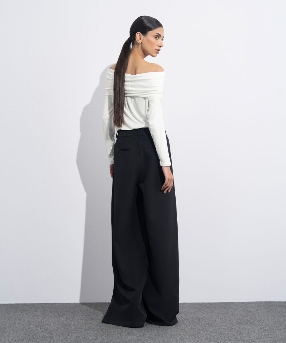 Women's Western Wear Black Flared Hem Tailored Trousers