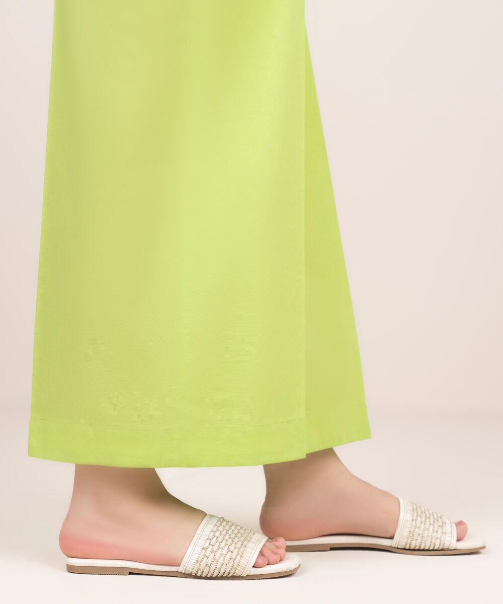 Women's RTW Cambric Green Solid Wide Culotte