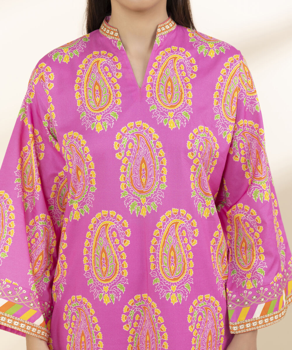 Unstitched Women's Pink Lawn 3 Piece Suit