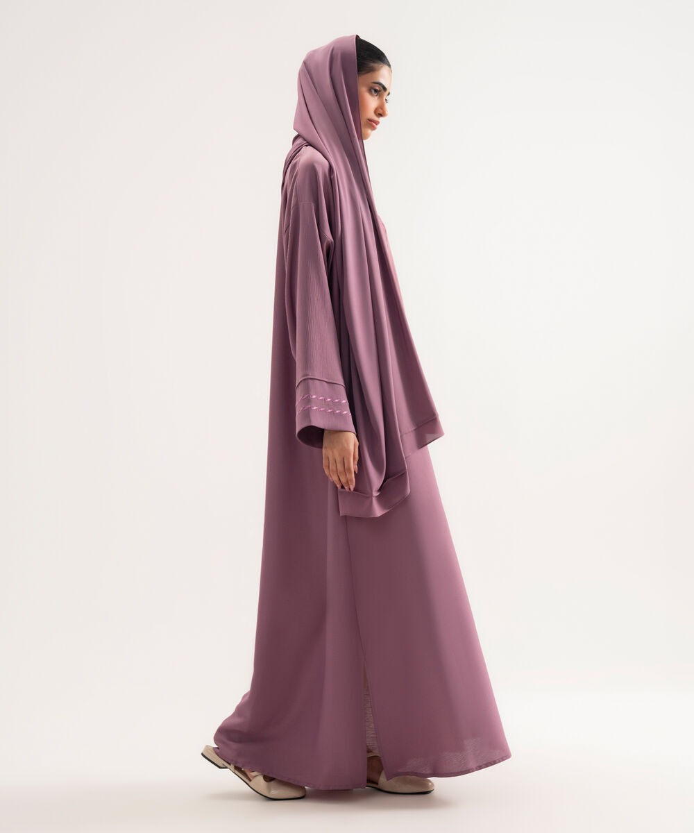 Women's Polyester Mauve/Magenta Regular Abaya Set