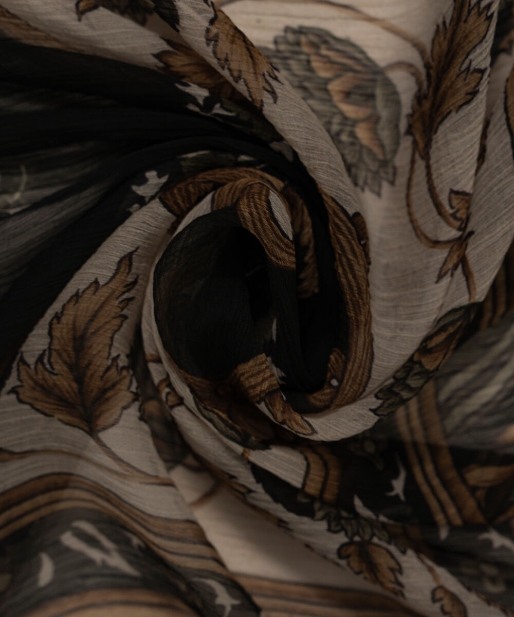 Blended Chiffon Printed Black Dupatta