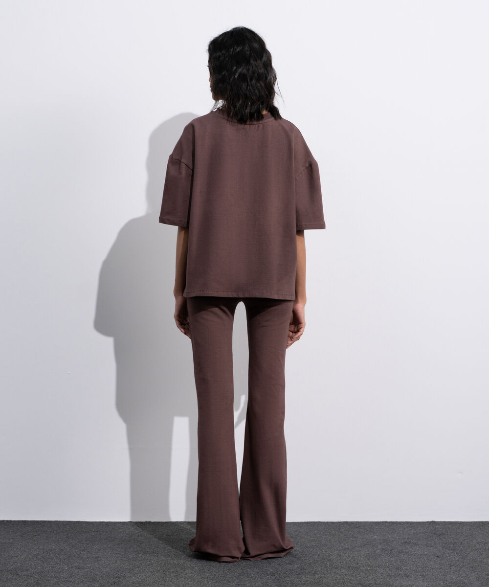Women's Dark brown Stretchy Flared Trousers