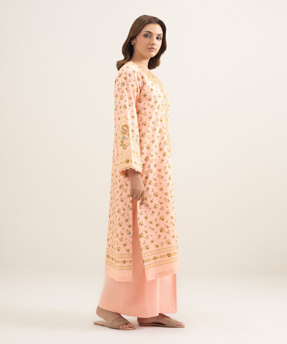 Women's RTW Cambric Embroidered Pink A-Line Shirt