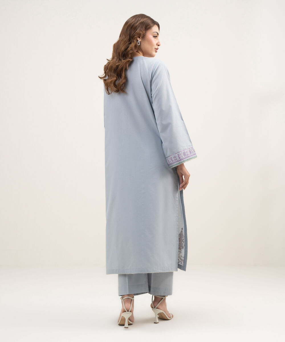 Women's RTW Zari Lawn Embroidered Grey A-Line Shirt
