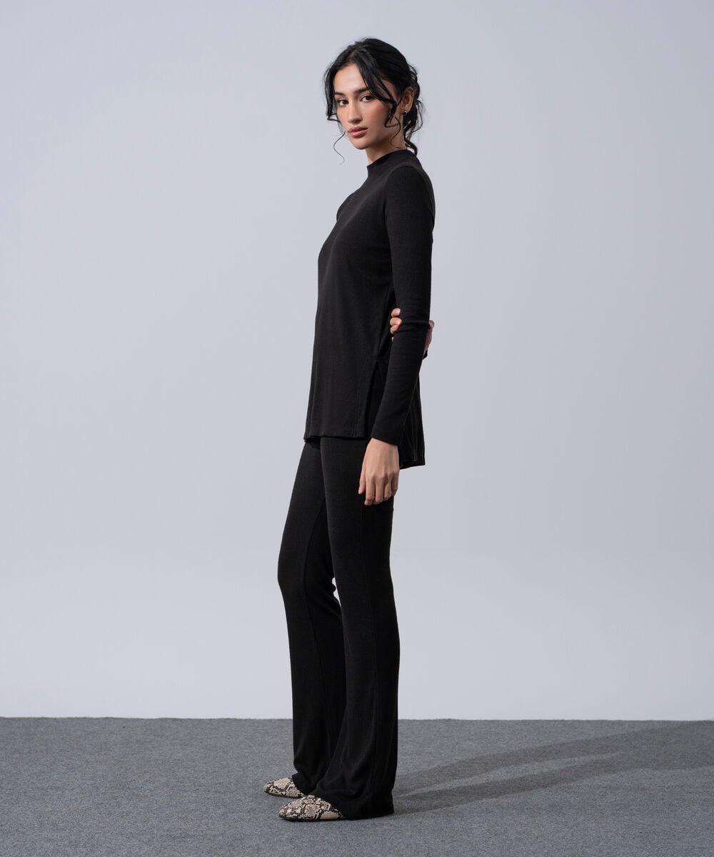 Women's Western Wear Black Mock-Neck Knit Jumper