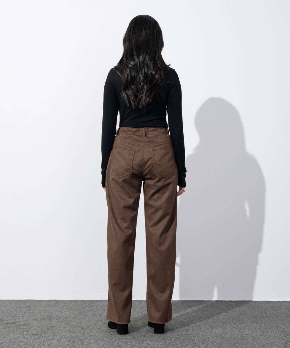 Women's Western Wear Brown Faux Suede Straight-Fit Trousers
