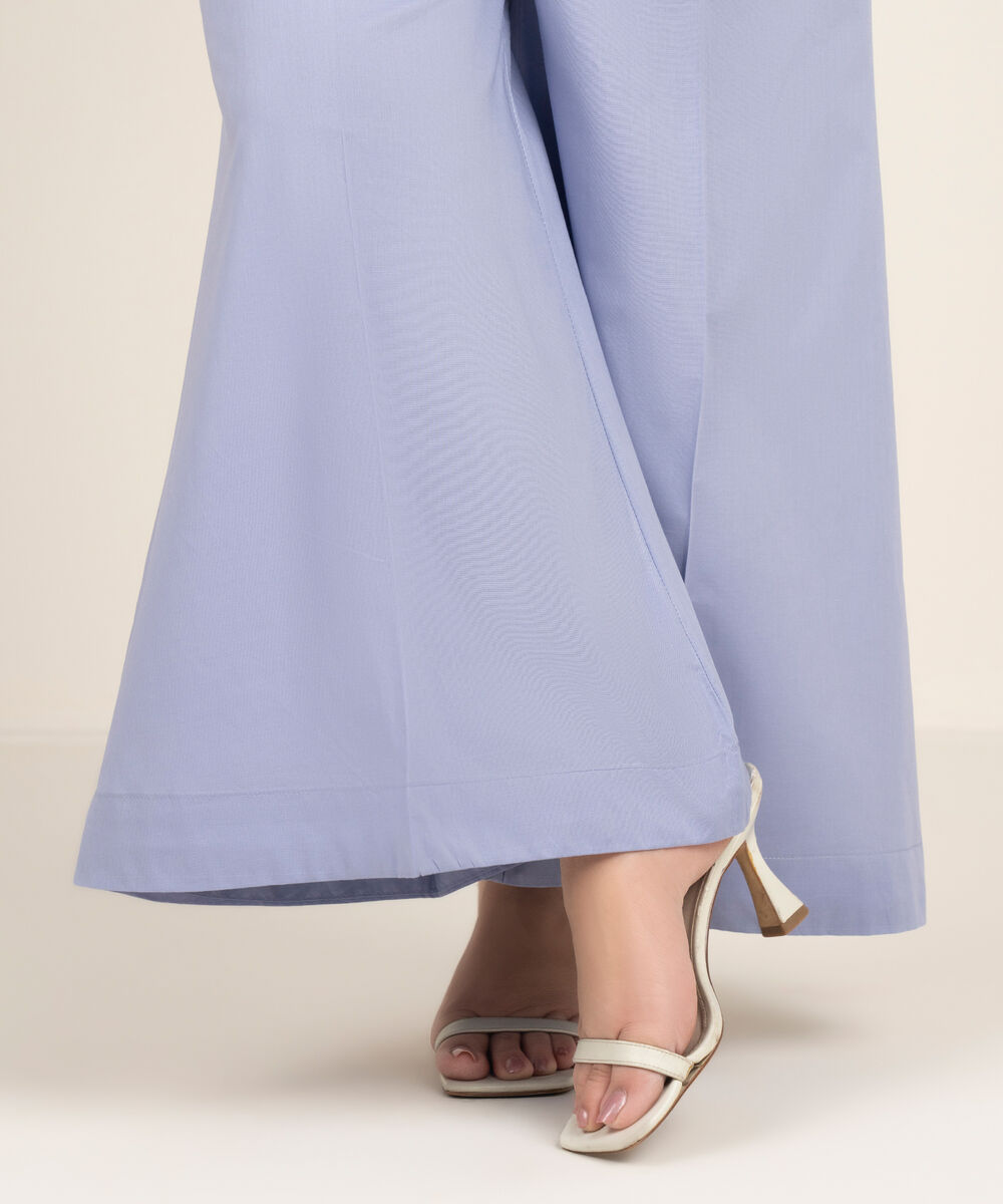 Women's RTW Cambric Solid Blue Sharara