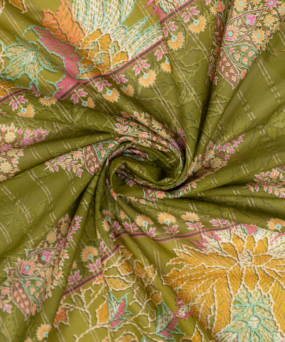 Zari Lawn Printed Green Dupatta