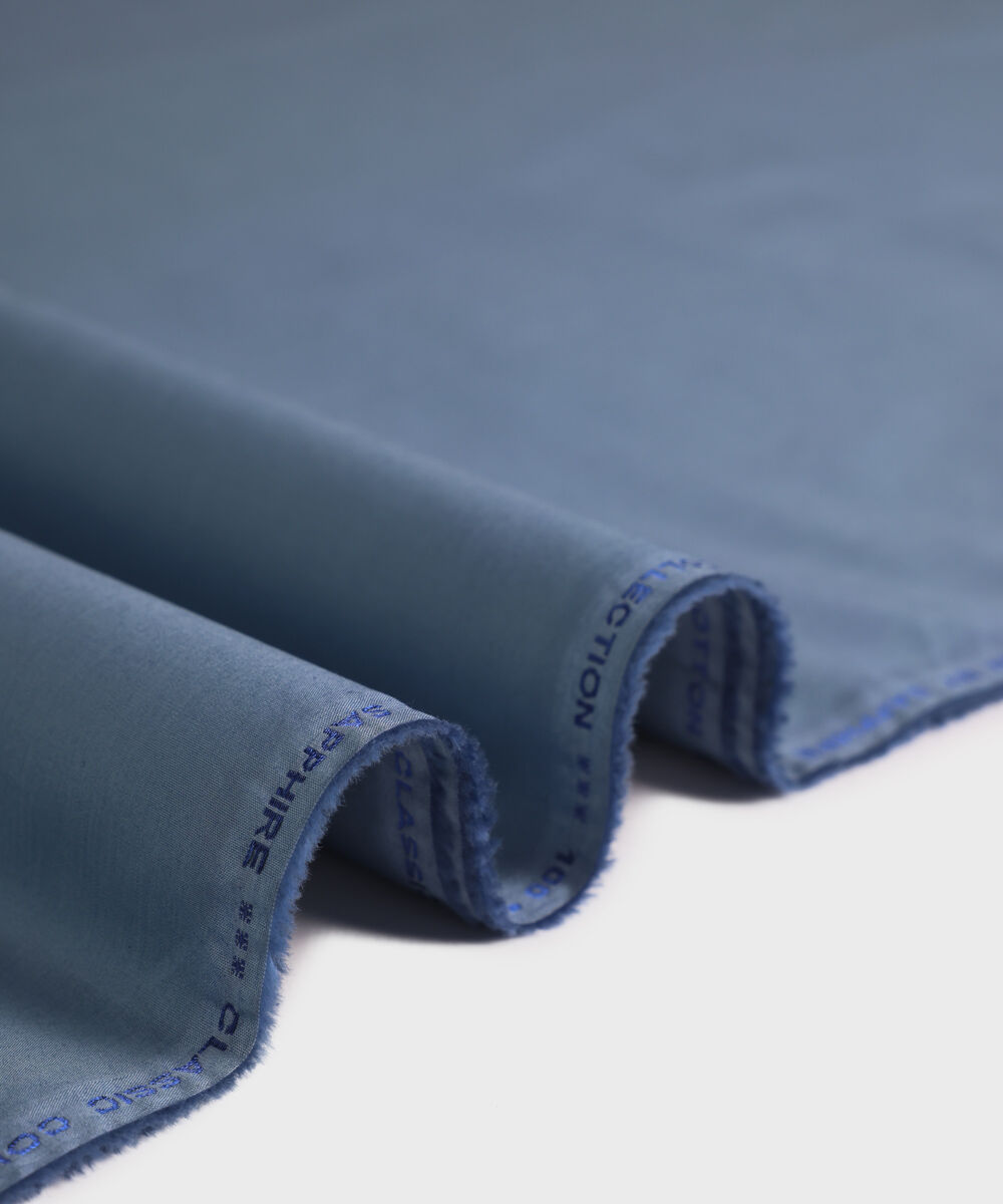 Men's Unstitched Fine Cotton Blue Full Suit Fabric