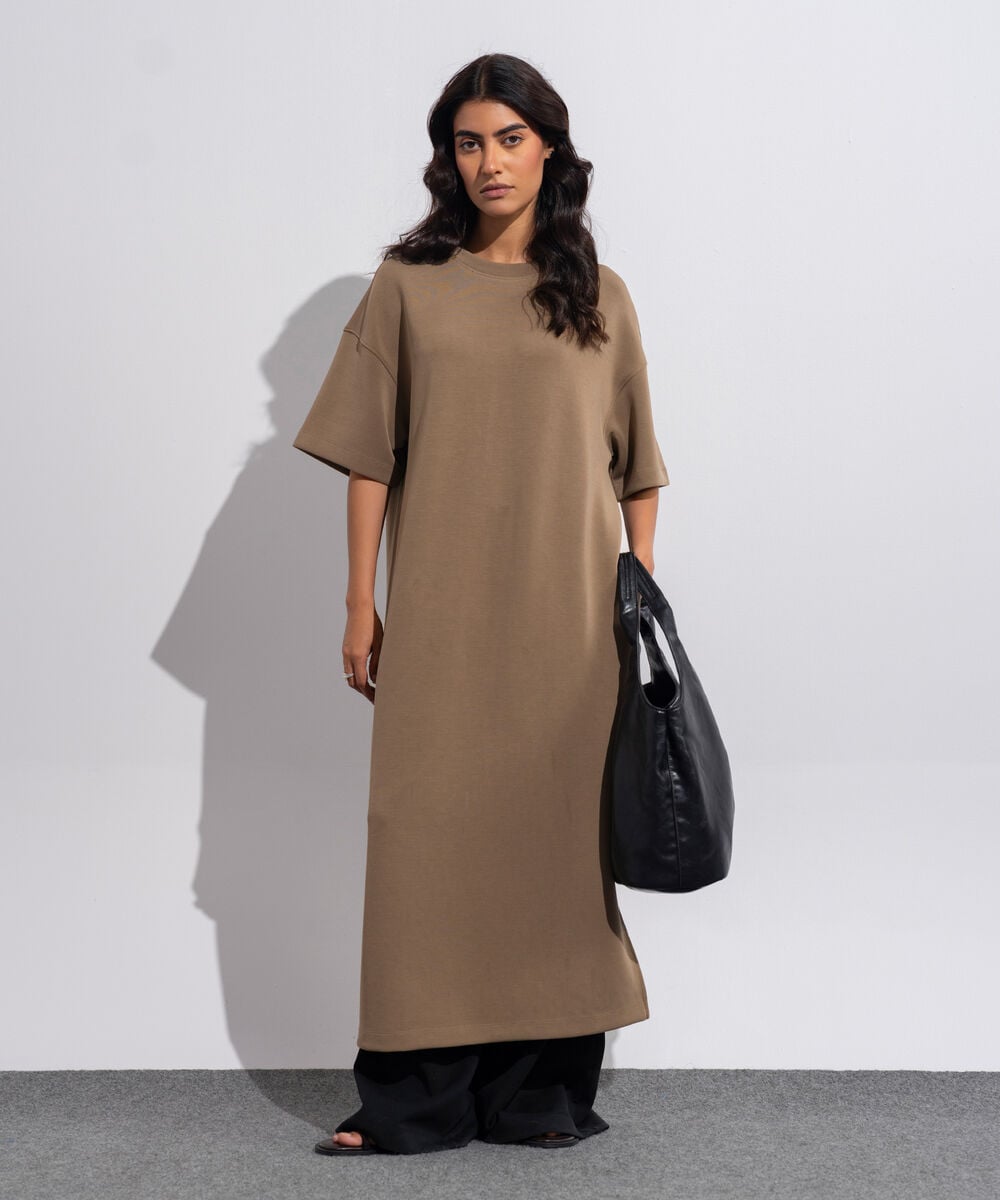 Women's Western Wear Brown Soft Lux  Long T-Shirt