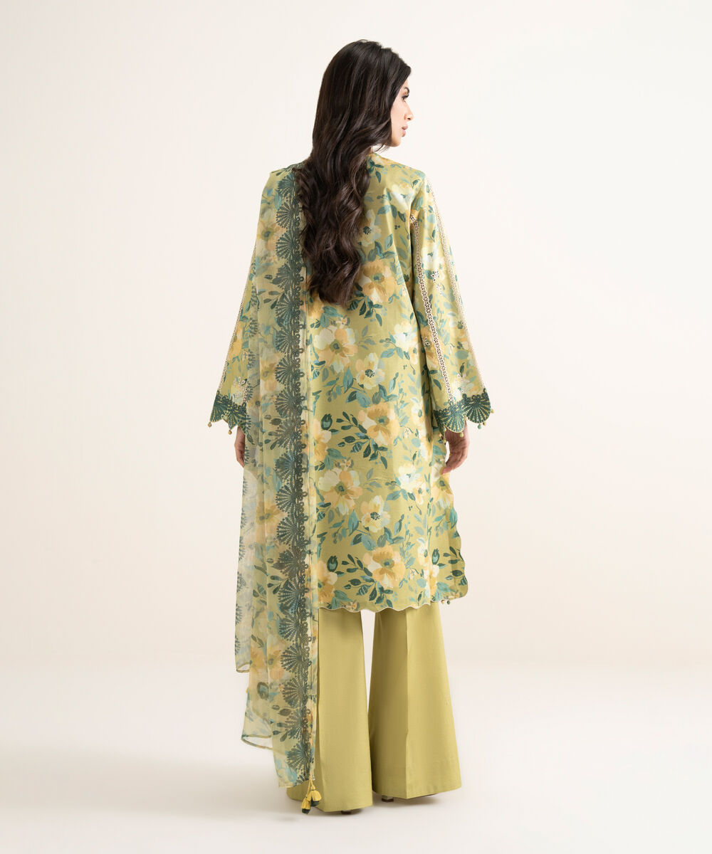 Women's Unstitched Lawn Embroidered Multi 3 Piece Suit